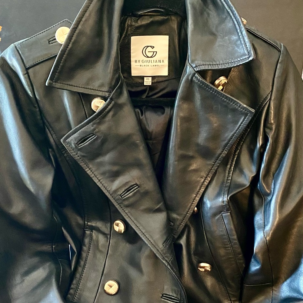 G by Giuliana “Black Label” lambskin leather moto Jacket